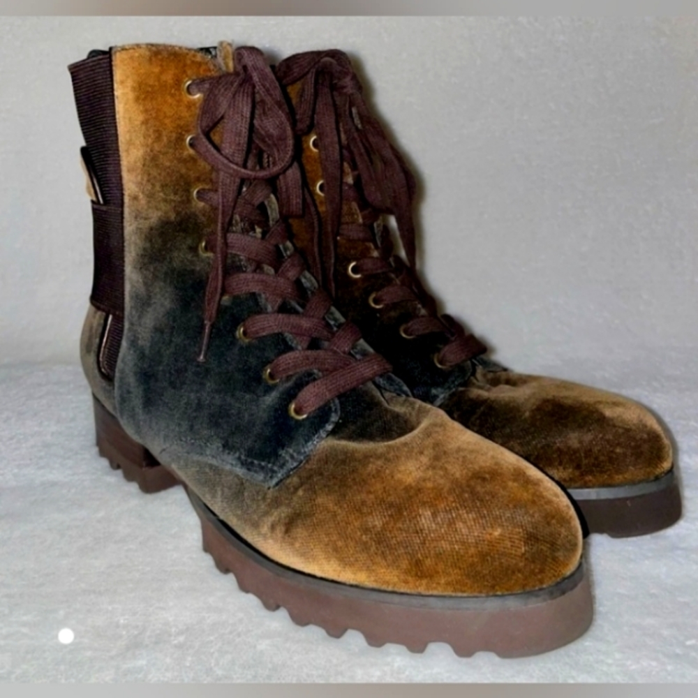 Donald J. Pliner Esa Velour Combat Boots